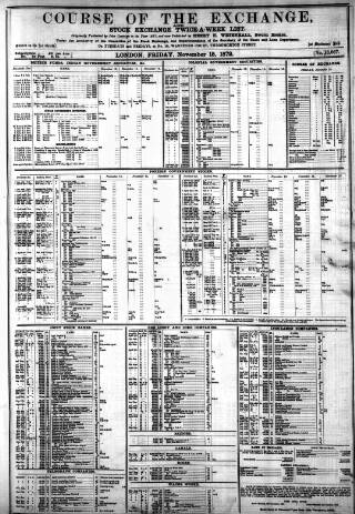 cover page of Course of the Exchange published on November 15, 1872