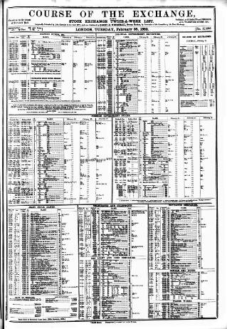cover page of Course of the Exchange published on February 28, 1882