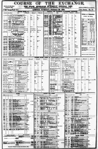 cover page of Course of the Exchange published on February 28, 1899