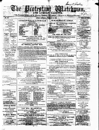 cover page of Protestant Watchman and Lurgan Gazette published on February 28, 1863