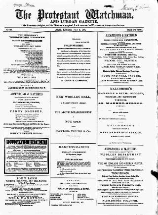 cover page of Protestant Watchman and Lurgan Gazette published on July 6, 1867