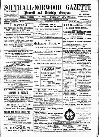 cover page of West Middlesex Gazette published on December 30, 1899