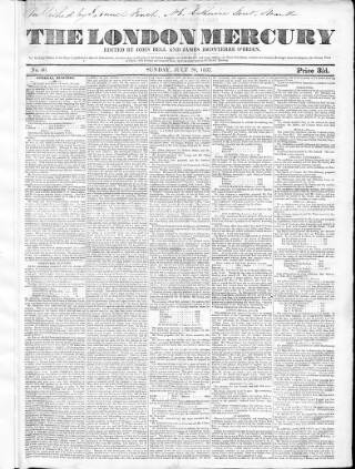 cover page of London Mercury 1836 published on July 30, 1837