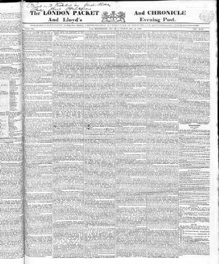cover page of London Packet and New Lloyd's Evening Post published on December 30, 1831