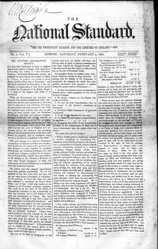 cover page of National Standard published on February 4, 1860