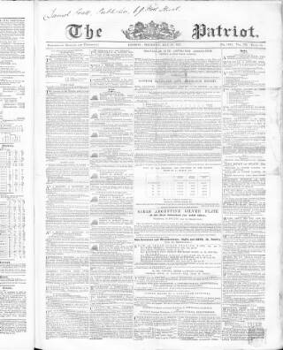 cover page of Patriot published on May 29, 1851
