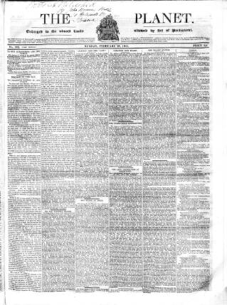 cover page of Planet published on February 28, 1841