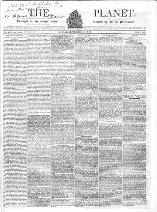cover page of Planet published on September 18, 1842