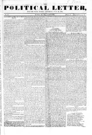cover page of Political Letter published on July 23, 1831