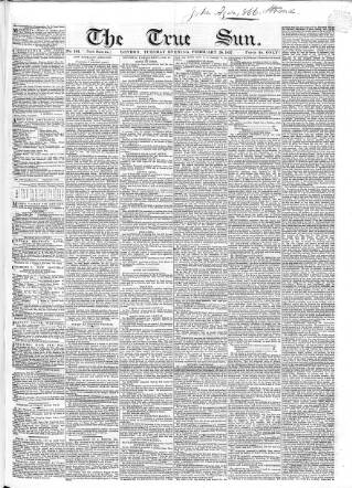 cover page of True Sun published on February 28, 1837