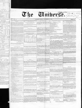 cover page of Universe published on November 27, 1846