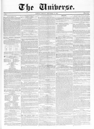 cover page of Universe published on November 19, 1847