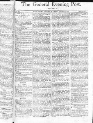 cover page of General Evening Post published on November 30, 1802