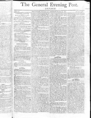 cover page of General Evening Post published on December 30, 1802