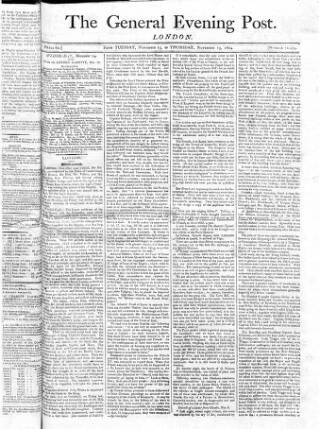 cover page of General Evening Post published on November 15, 1804