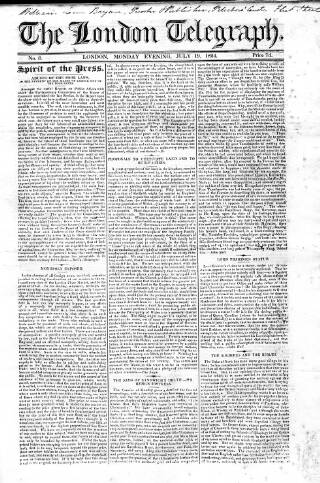 cover page of London Telegraph published on July 19, 1824