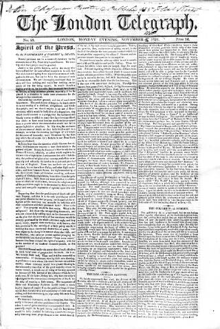 cover page of London Telegraph published on November 15, 1824