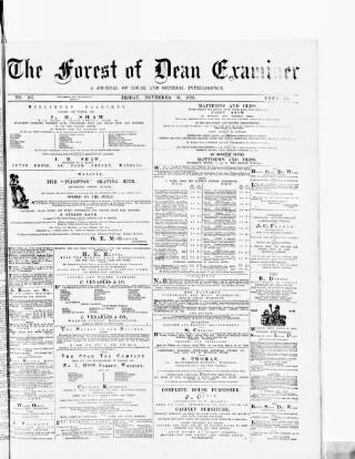 cover page of Forest of Dean Examiner published on November 10, 1876