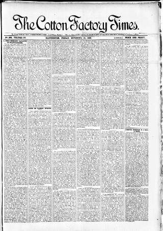 cover page of Cotton Factory Times published on November 30, 1888