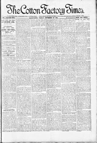 cover page of Cotton Factory Times published on November 15, 1901