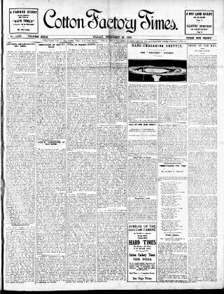 cover page of Cotton Factory Times published on February 28, 1913