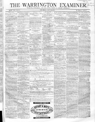 cover page of Warrington Examiner published on May 29, 1869