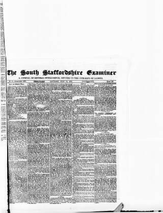 cover page of South Staffordshire Examiner published on July 18, 1874