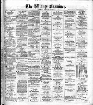cover page of Widnes Examiner published on February 28, 1885