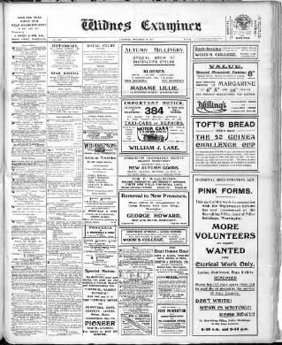 cover page of Widnes Examiner published on September 18, 1915