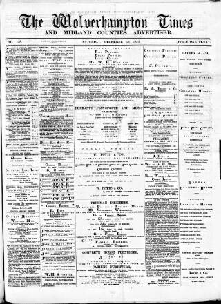 cover page of Midland Examiner and Wolverhampton Times published on December 30, 1876
