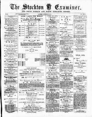 cover page of Stockton Examiner and South Durham and North Yorkshire Herald published on November 30, 1878