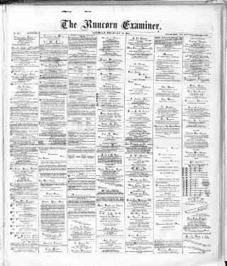 cover page of Runcorn Examiner published on February 28, 1885