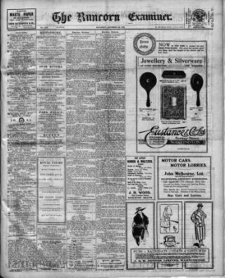 cover page of Runcorn Examiner published on November 30, 1918