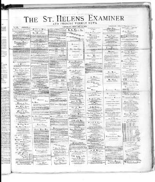 cover page of St. Helens Examiner published on February 28, 1885
