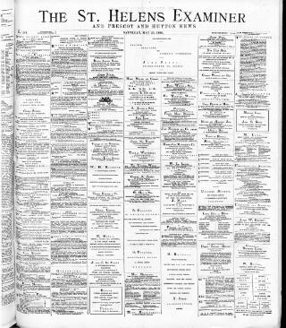 cover page of St. Helens Examiner published on May 29, 1886