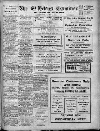 cover page of St. Helens Examiner published on July 6, 1912