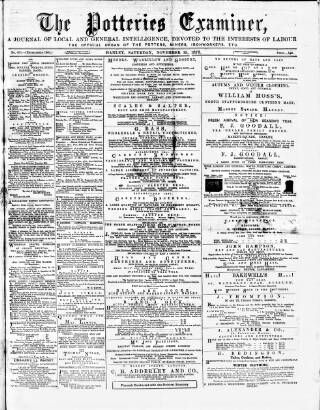 cover page of Potteries Examiner published on November 15, 1873