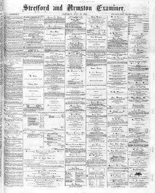 cover page of Stretford and Urmston Examiner published on July 26, 1879