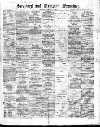 cover page of Stretford and Urmston Examiner published on February 7, 1880
