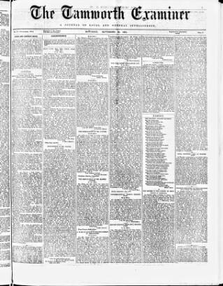 cover page of Tamworth Miners' Examiner and Working Men's Journal published on September 18, 1875