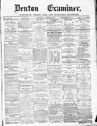 cover page of Denton and Haughton Examiner published on December 30, 1876