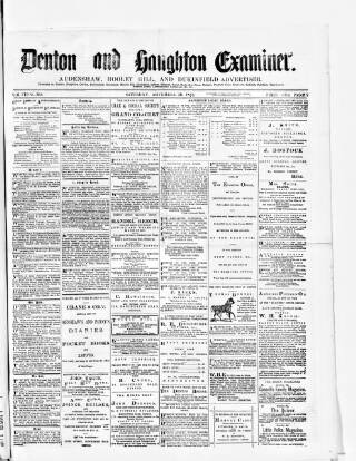 cover page of Denton and Haughton Examiner published on November 30, 1878
