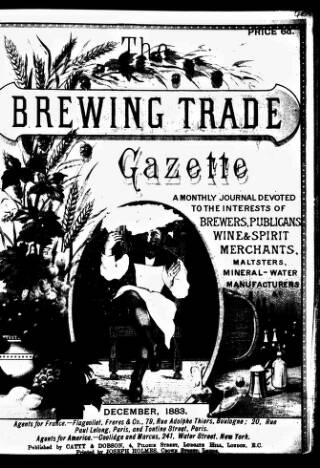 cover page of Holmes' Brewing Trade Gazette published on December 1, 1883
