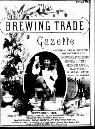 cover page of Holmes' Brewing Trade Gazette published on September 1, 1884