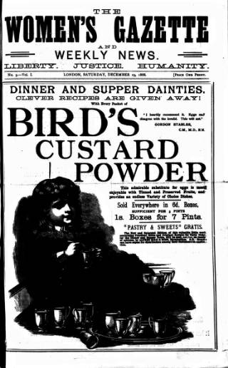 cover page of Women's Gazette & Weekly News published on December 29, 1888