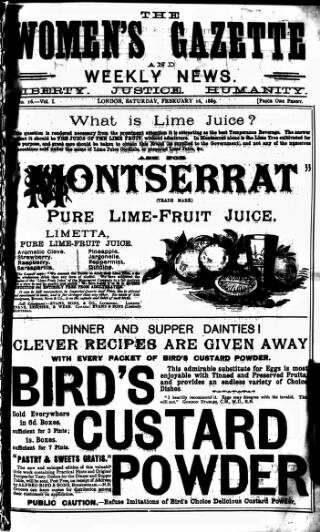 cover page of Women's Gazette & Weekly News published on February 16, 1889