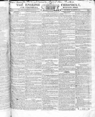cover page of English Chronicle and Whitehall Evening Post published on December 30, 1820
