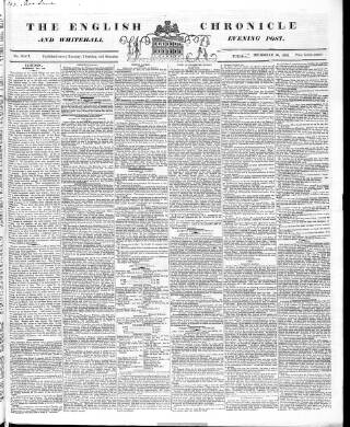 cover page of English Chronicle and Whitehall Evening Post published on December 30, 1834