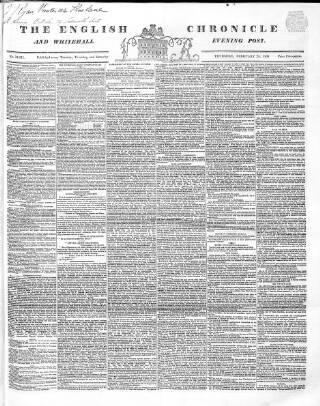 cover page of English Chronicle and Whitehall Evening Post published on February 28, 1839