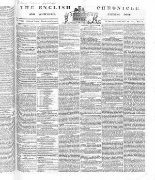 cover page of English Chronicle and Whitehall Evening Post published on February 28, 1843
